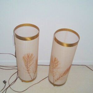 MCM Lamps organic table 50s pair of 2 fiberglass cylinder vintage mid century